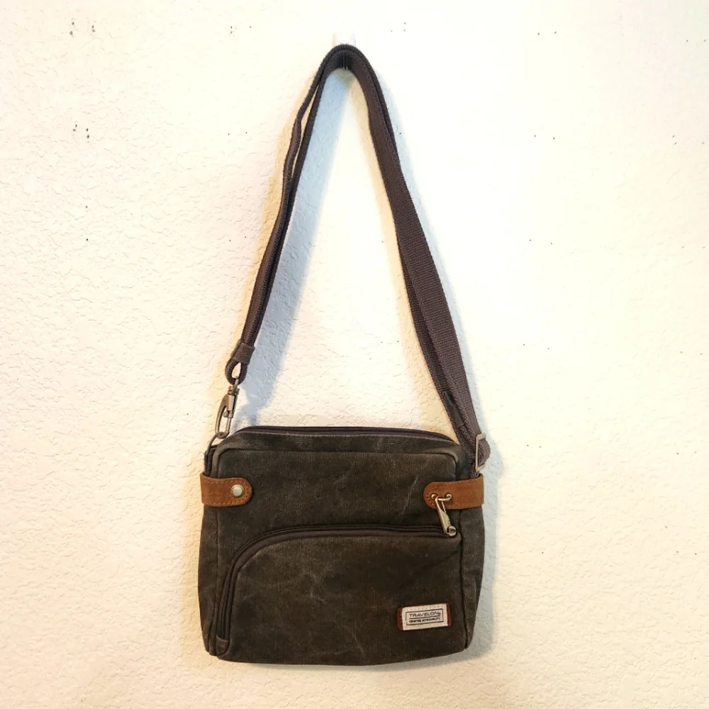Travelon Anti-Theft Heritage Gray Crossbody Travel Bag with Adjustable Strap‎